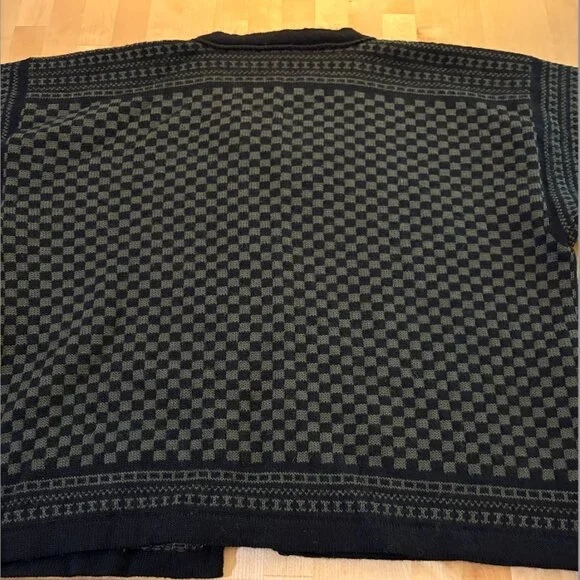 Dale of Norway Norwegian L Wool Cardigan Sweater Green/Black Shorter Length - Picture 9 of 11